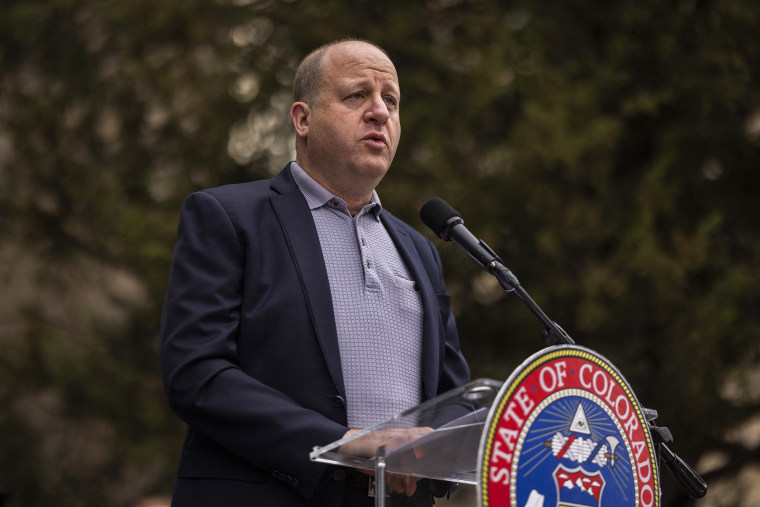 Colorado Governor Jared Polis speaks in Boulder, Colorado on June 4, 2025. 