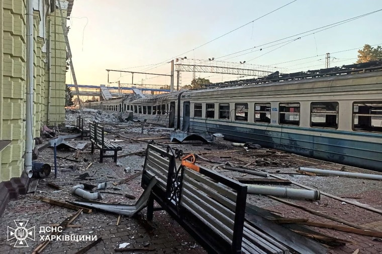 Aftermath of a Russian drone attack in Kharkiv region