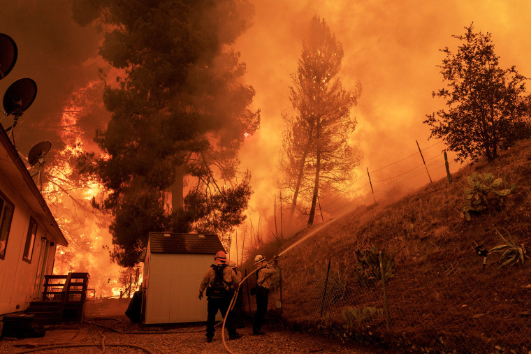 Firefighters Battle Canyon Fire North Of Los Angeles