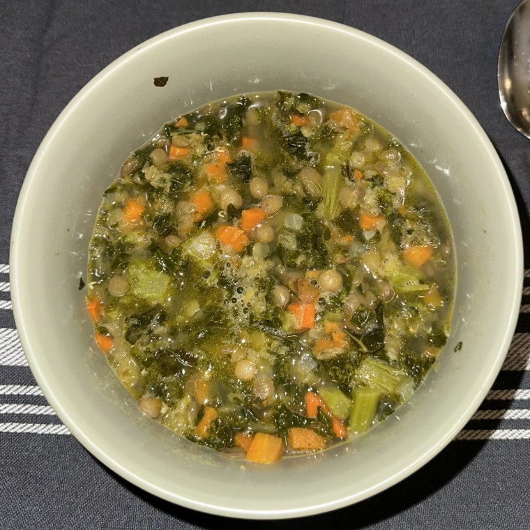 Picture of soup in green bowl