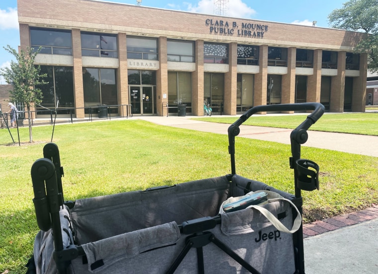 Boland's cart outside Bryan’s downtown library.