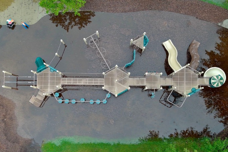 Aerial view of flooding