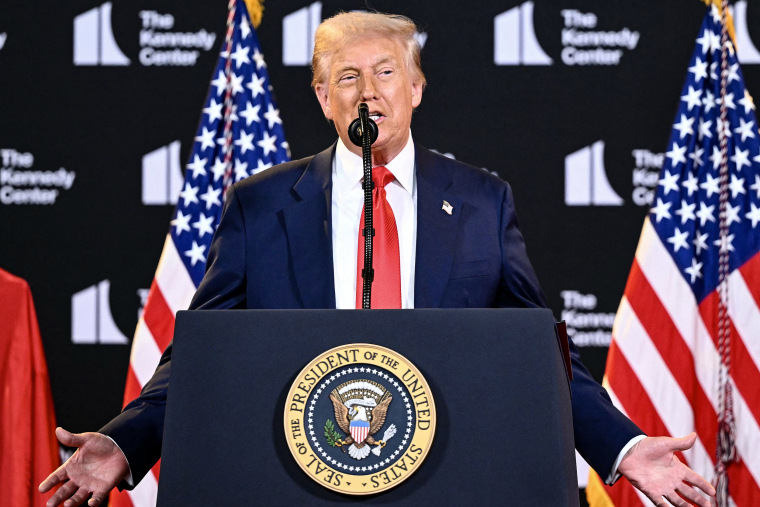 President Donald Trump speaks during nan unveiling of nan Kennedy Center Honors