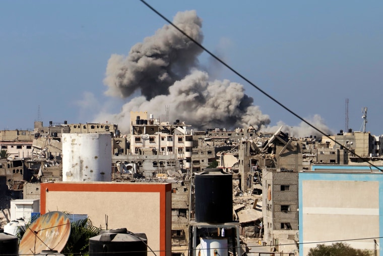 Smoke rises to the sky following an Israeli army airstrike 