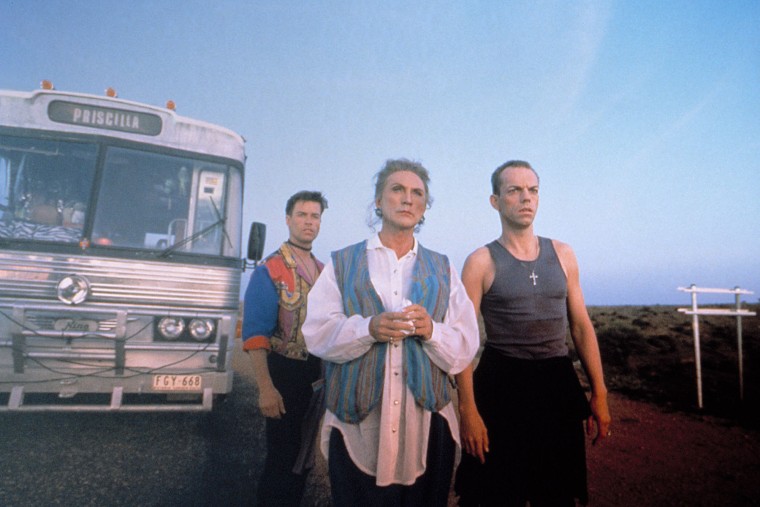 From left, Guy Pearce, Terence Stamp, Hugo Weaving in "The Adventures of Priscilla, Queen of the Desert."