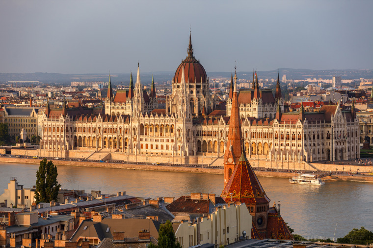 Hungarian Parliament Building at sunset, Budapest