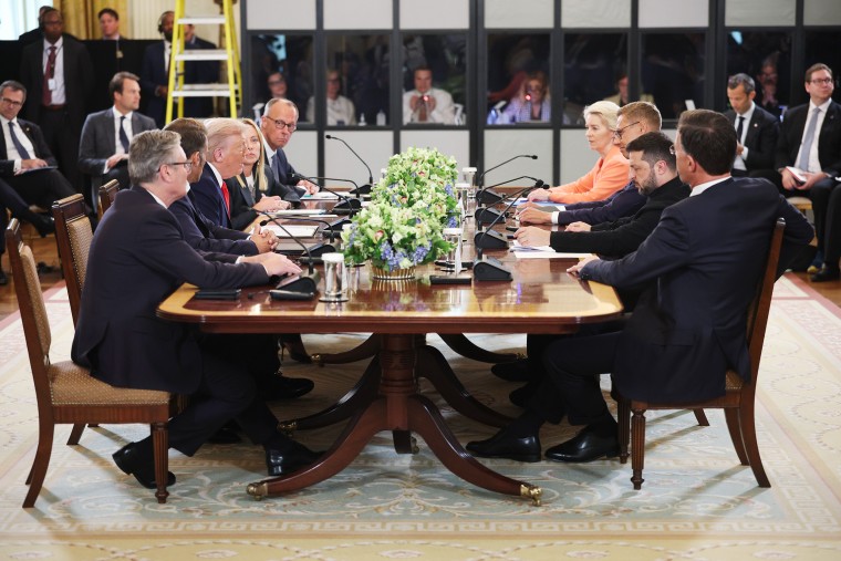 Trump, Zelenskyy and European leaders meeting at the White House.