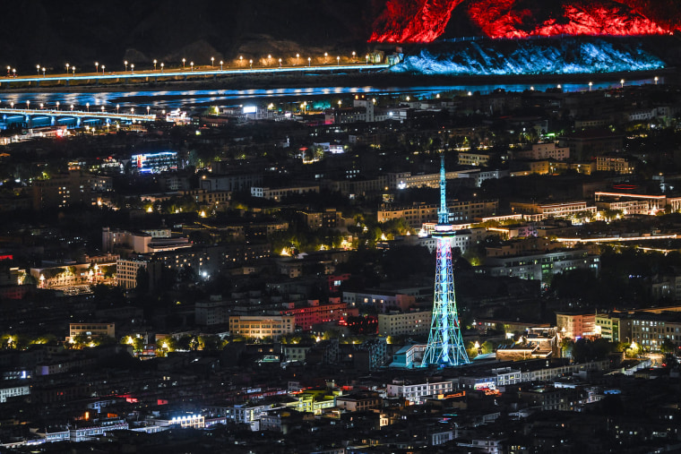 Night View Of Lhasa In Xizang