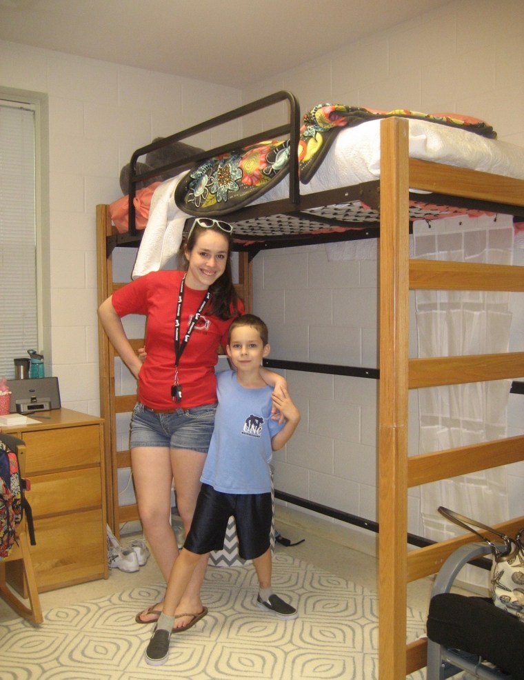 Megan Stout in her dorm room at the University of North Carolina, Chapel Hill.