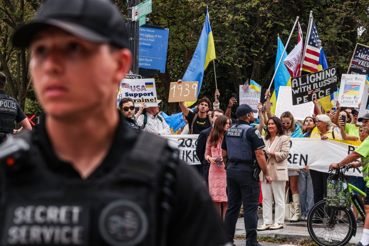Demonstrators Rally For Ukraine Outside White House