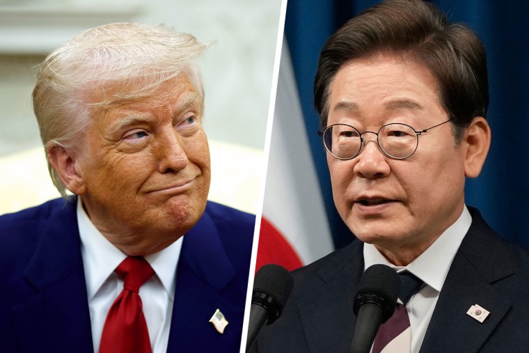 O presidente Trump e o presidente sul-coreano Lee Zay-Myung.