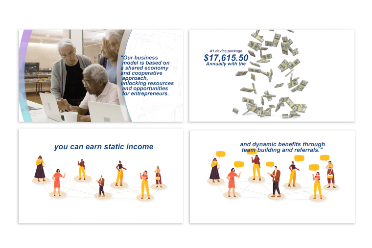 Stills from an LSSC recruitment video promise "static income" and "dynamic benefits."