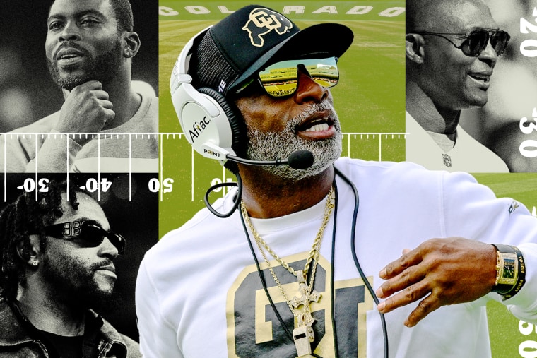 Clockwise from left: Michael Vick, Deion Saunders, Eddie George, and Desean Jackson.