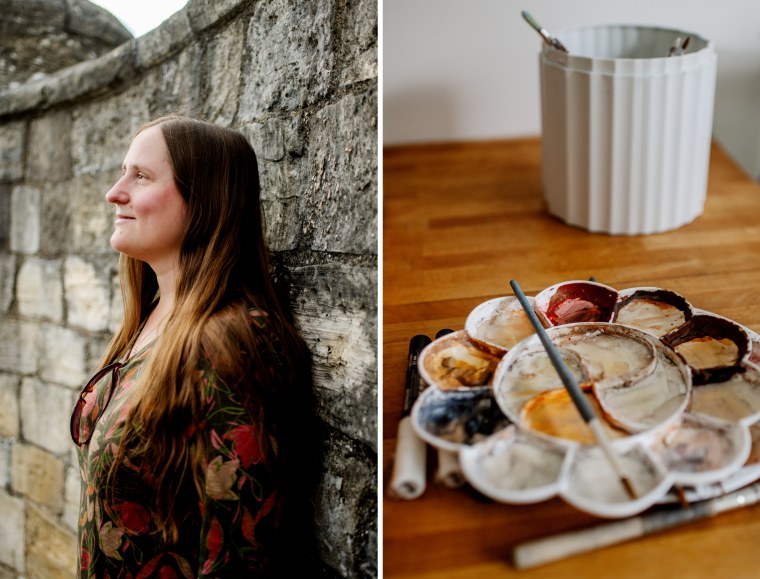 Chappell and her art supplies.