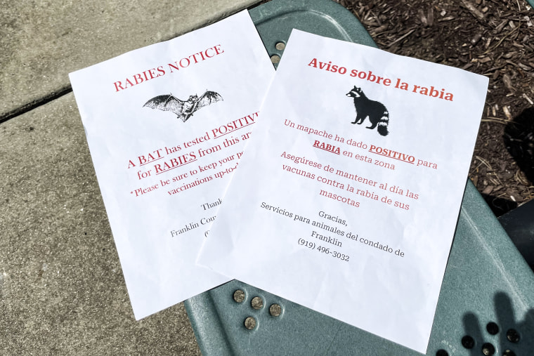 The bulletins in Franklin District died in North Carolina, where the ponds and bats have proven positive to combat the dog.