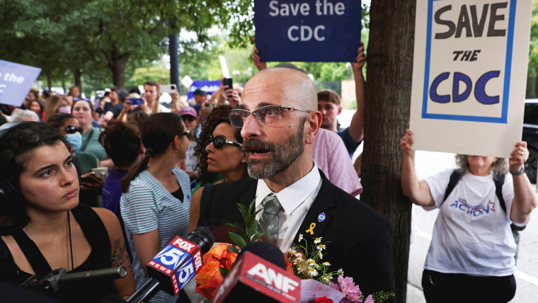 Protest outside the campus of the CDC in Atlanta, Georgia