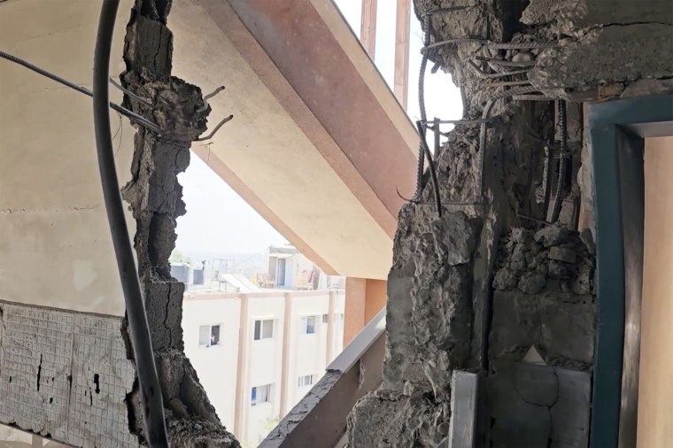Video captured Monday reveals damage to the interior of Nasser Hospital. 