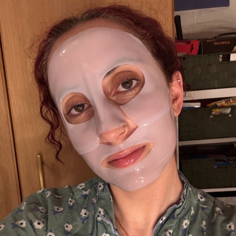 Woman wearing Biodance face mask