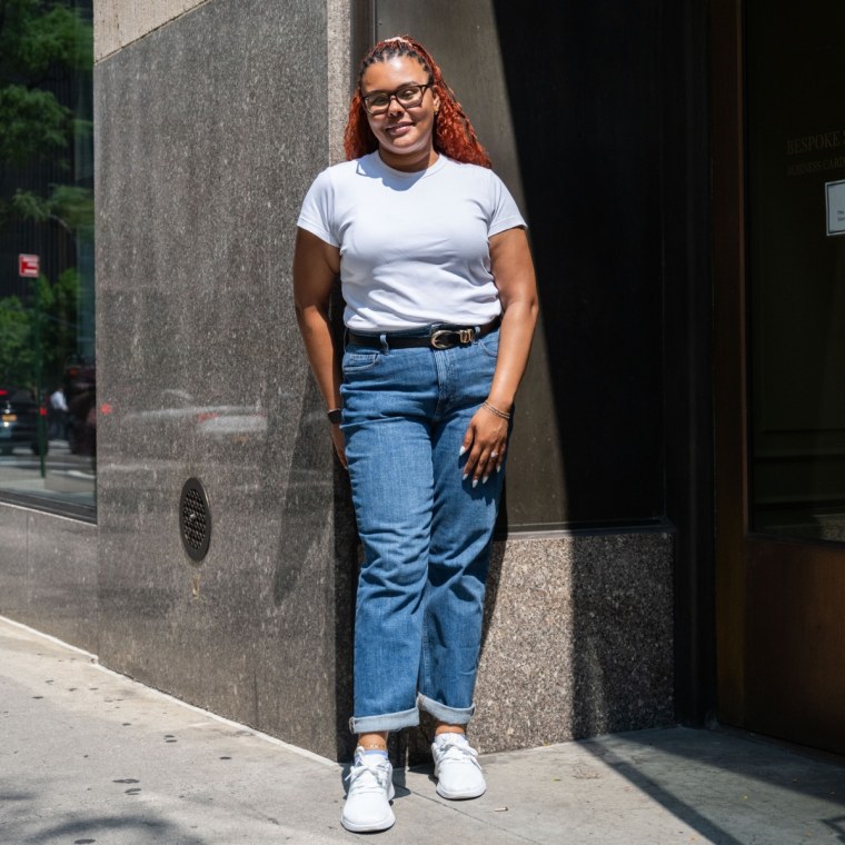 Associate editor Kamari Stewart wears the Old Navy Vintage Slim Jeans in size 16.
