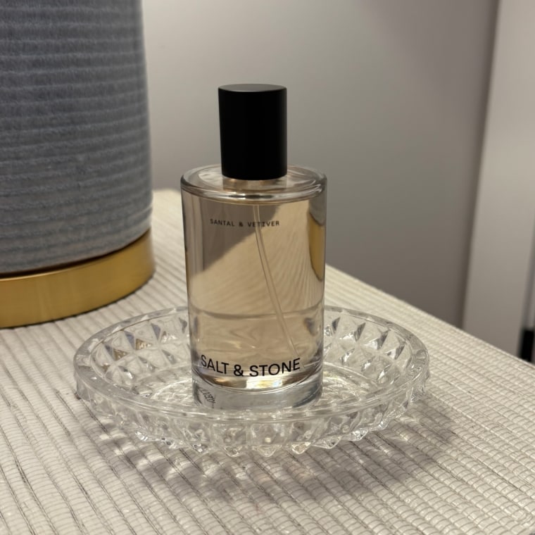 Salt and Stone’s body mist on a bedside table.