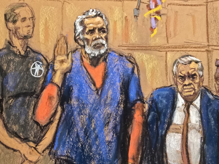 'El Mayo' Zambada en el tribunal federal en Nueva York, el 25 de agosto de 2025, junto a uno de sus abogados, Frank Pérez