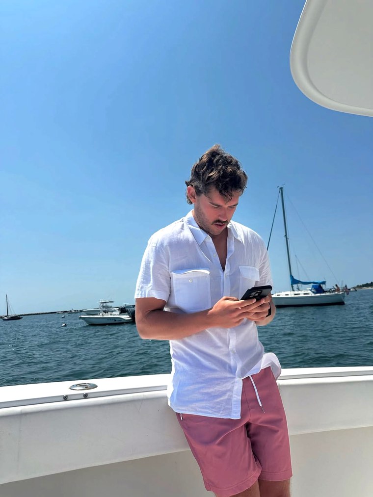 Christopher Schwarzenegger partook in the family outing on the boat. 