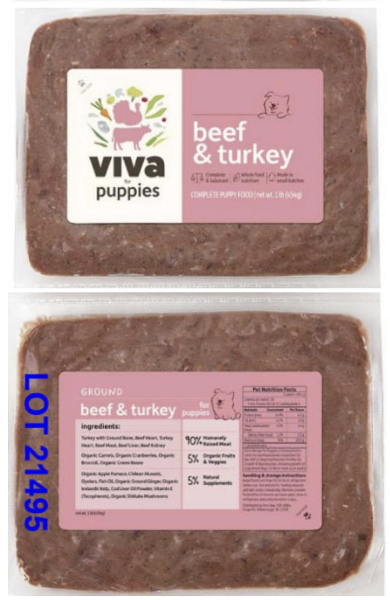 Viva Raw issued a recall for two lots of pet food products.