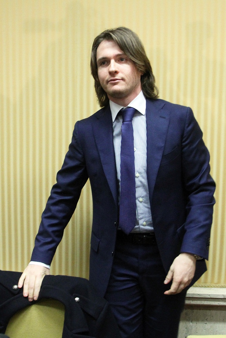 Raffaele Sollecito durante uma conferência de imprensa em 2015.