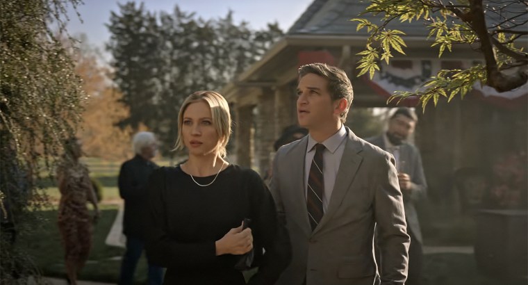 Britney Snow as Sophie and Evan Jonigkeit as Graham in "The Hunting Wives."