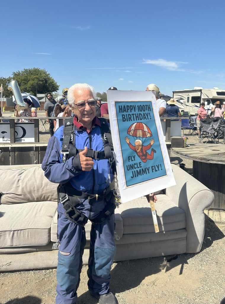 Hernandez jumped from a plane with the help of SkyDance Skydiving in Davis, California.