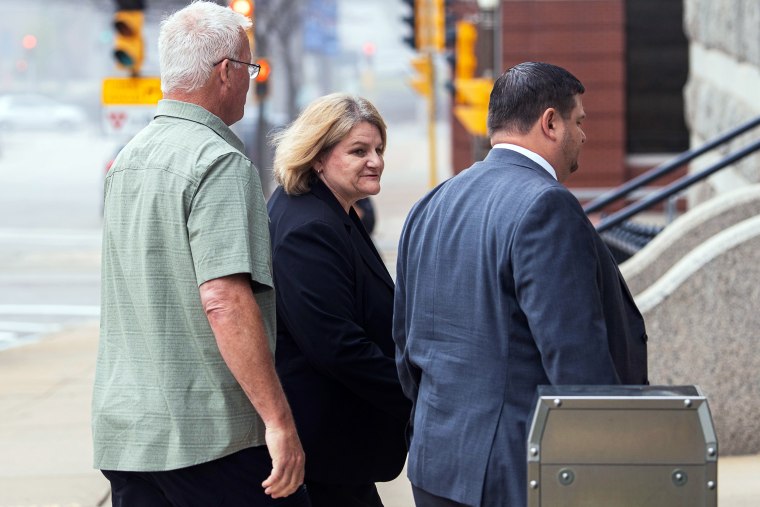 Milwaukee County Circuit Judge Hannah Dugan enters the Milwaukee Federal Courthouse on May 15.