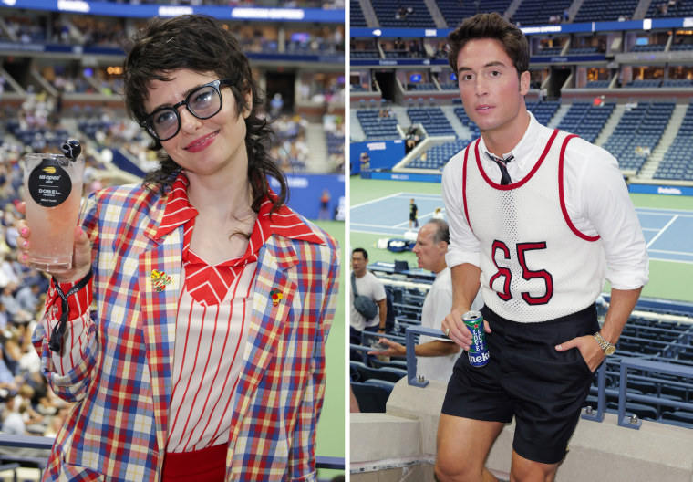 Comedians Sarah Sherman ("SNL") and Benito Skinner ("Overcompensating") at the 2025 US Open.