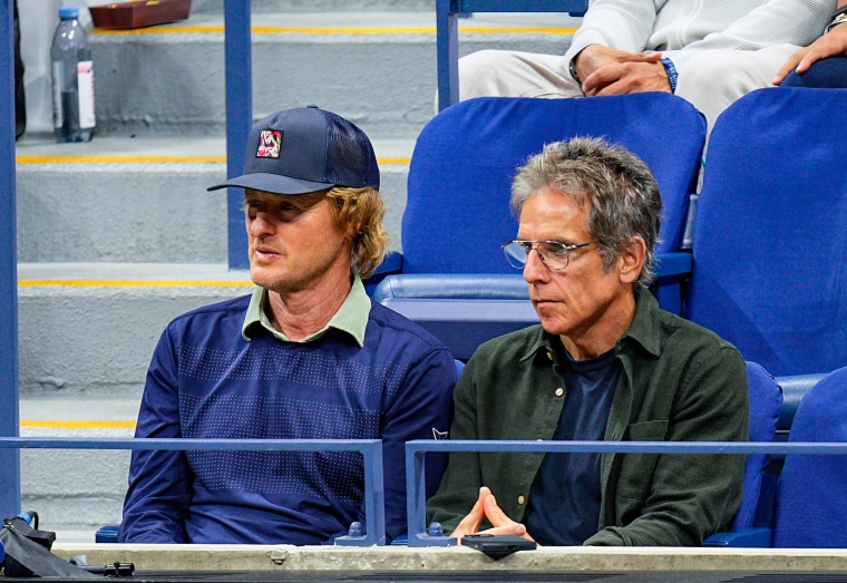 "Zoolander" and "The Royal Tenenbaums" co-stars Owen Wilson and Ben Stiller at the 2025 US Open Tennis Championships on Tuesday.