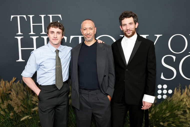 From left, Paul Mescal, Oliver Hermanus and Josh O'Connor airs together for a photo