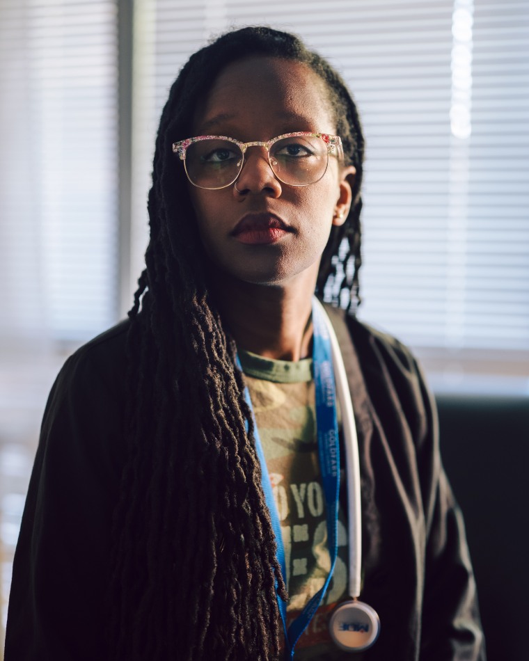 Virginia Wilson sits for a portrait inside her office