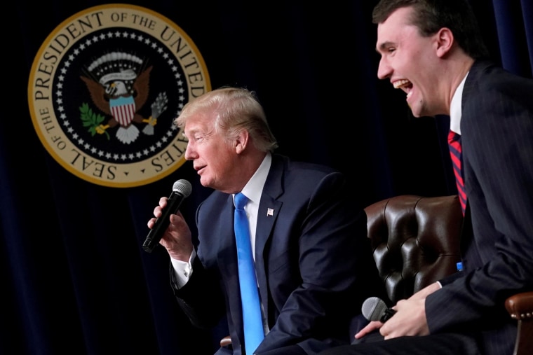 Donald Trump and Charlie Kirk onstage