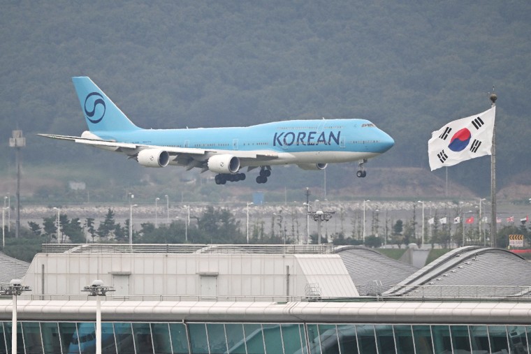 A specially chartered flight carrying hundreds of South Korean workers detained in a US immigration raid last week landed at Incheon International Airport on September 12, AFP reporters saw.