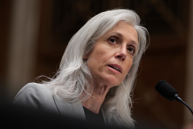 Susan Monarez, President Donald Trump’s nominee to be the director of the Centers for Disease Control and Prevention, testifies during her confirmation hearing on June 25, 2025.