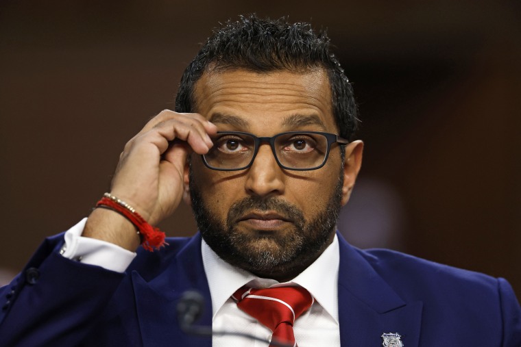 FBI Director Kash Patel testifying before Senate Judiciary Committee during contentious oversight hearing