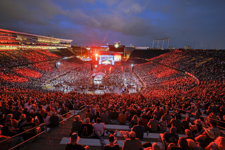 People in the crowd at a stadium