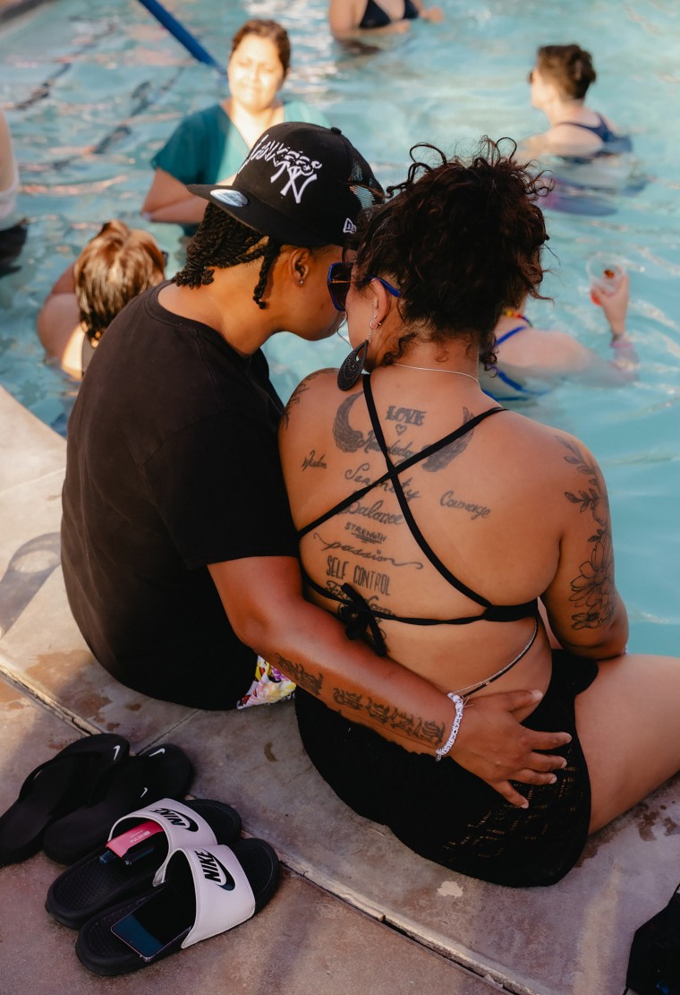 Partygoers at Friday's pool party.