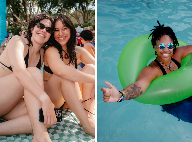 Michelle Simone, 27, from San Francisco and Anai Antonella, 29, from Phoenix (left), met at The Dinah last year. They were drawn to the event after watching “The L Word.” “I was like, ‘I have to go,’ and my friends last year were like, ‘We should go,’” said Simone.