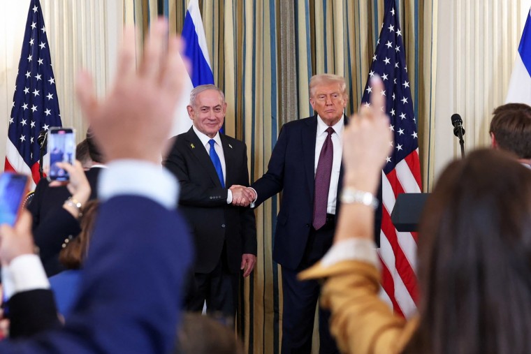 O presidente dos EUA, Trump, encontra-se com o primeiro-ministro israelense, Netanyahu, na Casa Branca, em Washington