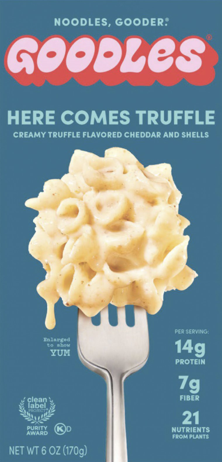 Goodles' Here Comes Truffle — Creamy Truffle Flavored Cheddar and Shells.