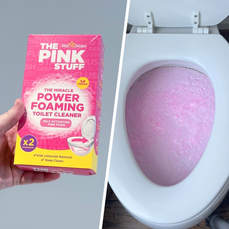 The Pink Stuff Miracle Power Foaming Toilet Cleaner in action
