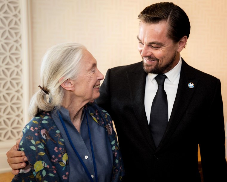 Jane Goodall and Leonardo DiCaprio.