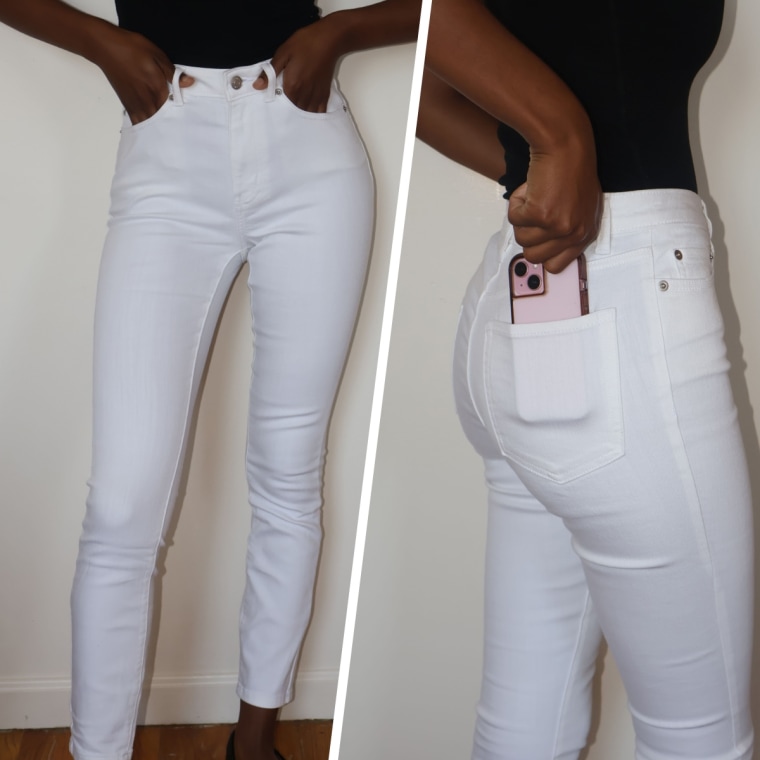 NBC intern Jasmine Stewart wearing the Amazon Essentials High-Rise Skinny Jean.