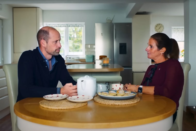 Prince William and campaigner Rhian Mannings at her home in Wales.
