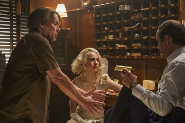 Richard Linklater directs scene of "Blue Moon."