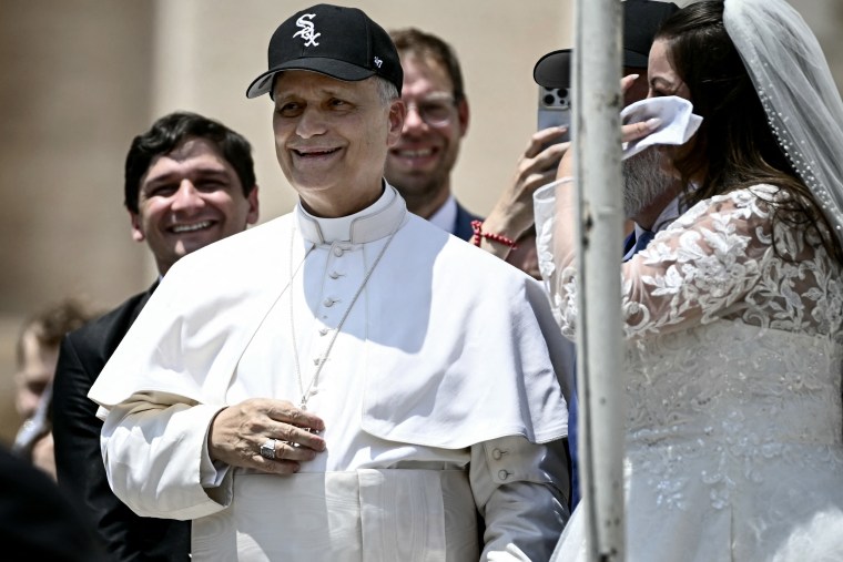 Pope Leo wears a Chicago White Sox cap